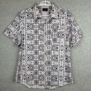 NEW 7 Diamonds Shirt Adult Large Purple Geometric Button Up 4 Way Stretch